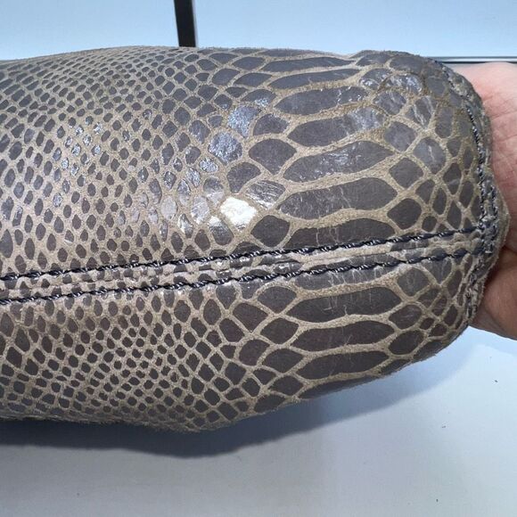 Michael Kors Snakeskin Embossed Suede MK Hardware Crossbody Bag - Picture 5 of 9